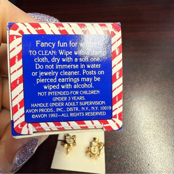 Avon Festive Accents Snowman  clip Earrings NIB vintage 1992 - Picture 4 of 5